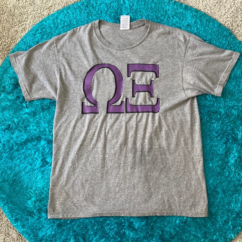 Omega Xi purple and grey t-shirt